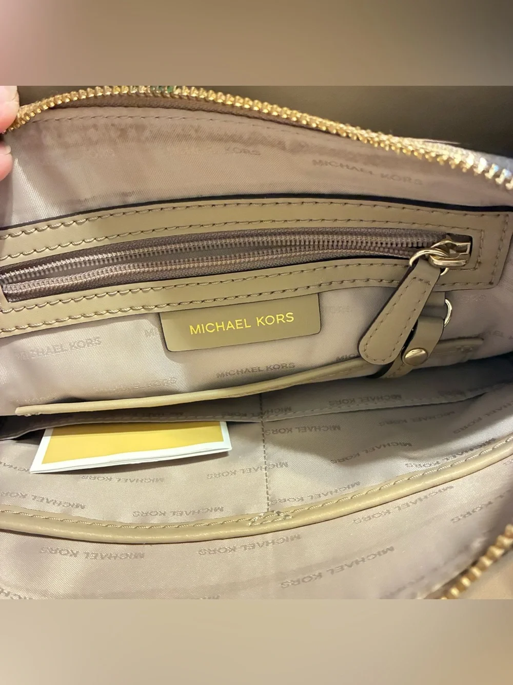 Michael Kors Pebbled Leather Satchel in Taupe